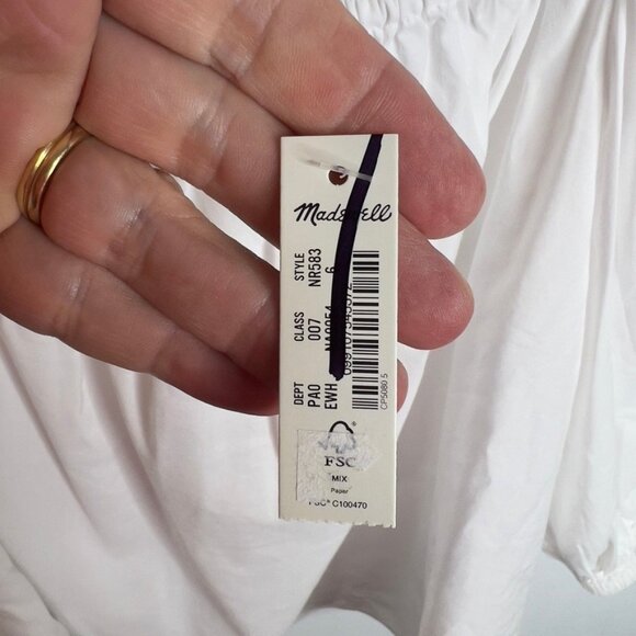 Madewell $88 Puff-Sleeve Babydoll Top White Size 6 NR583 - Picture 5 of 7